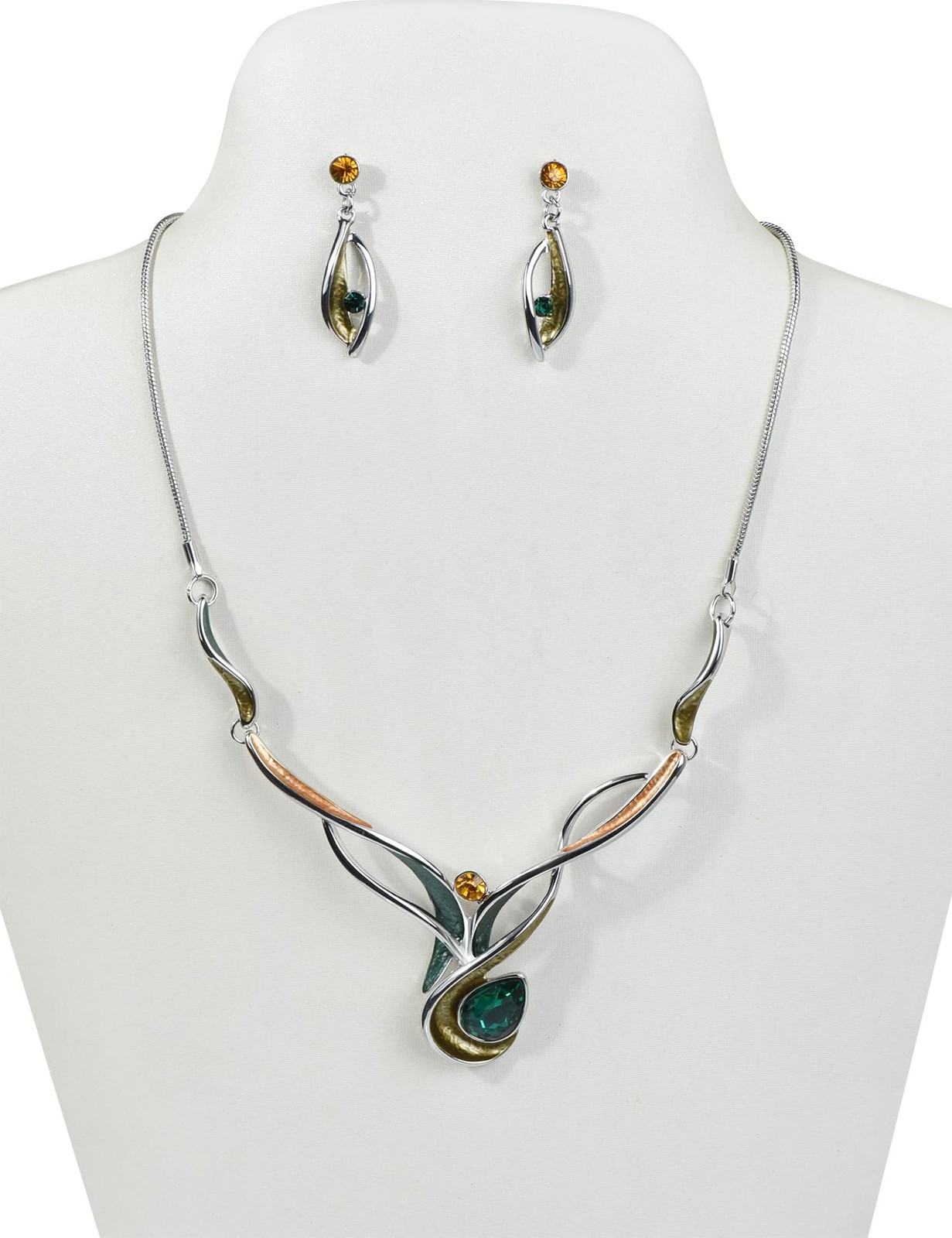 Vintage ‘s Costume Statement Necklace Earrings Jewelry Set for Prom Wedding P…
