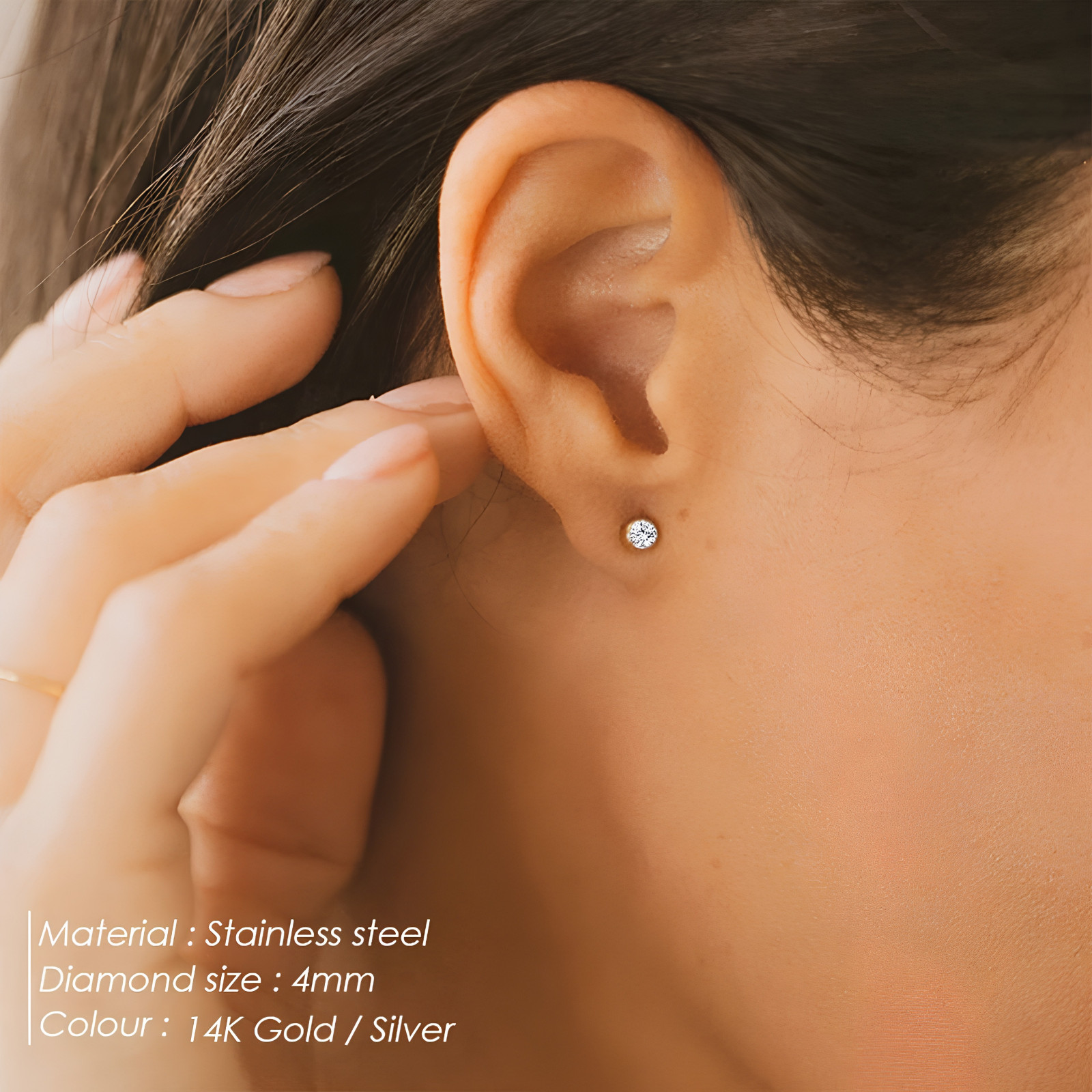 Birthstone Stud Earrings Stainless Steel Push Back CZ Women Girls Gift 12 Month