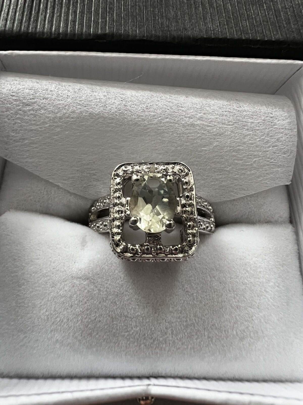 Natural 1.2 1 CT Green Amethyst 925 Ring Size 8.25