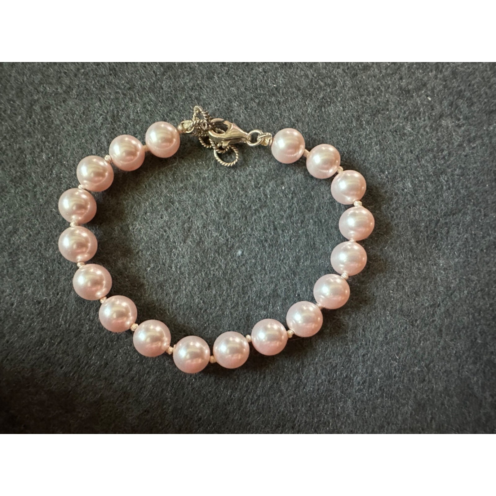 Swarovski Elements Pink Pearl Beaded Bracelet Swarovski 925 Lobster Claw Clasp