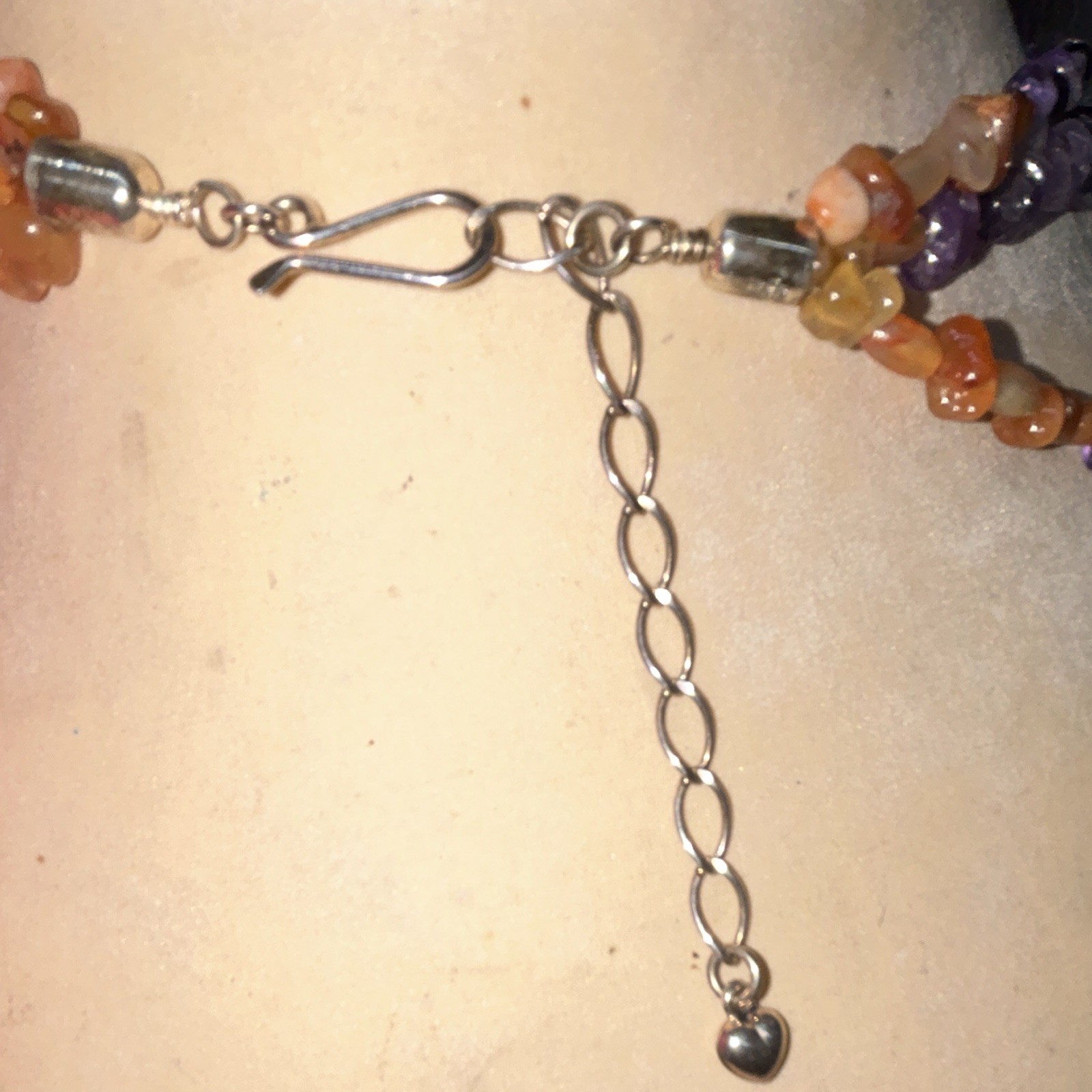 Layered Multicolor Gemstone Beaded Necklace Amethyst, amber, turquoise