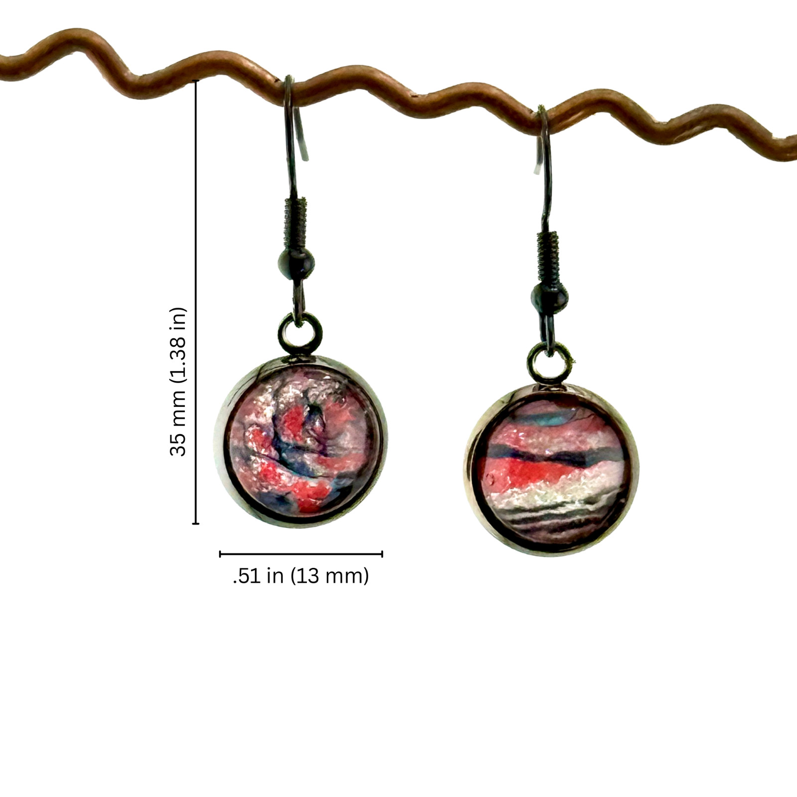 Dangle Earrings Handmade “Glittery Skies” Electroplated French Earwires