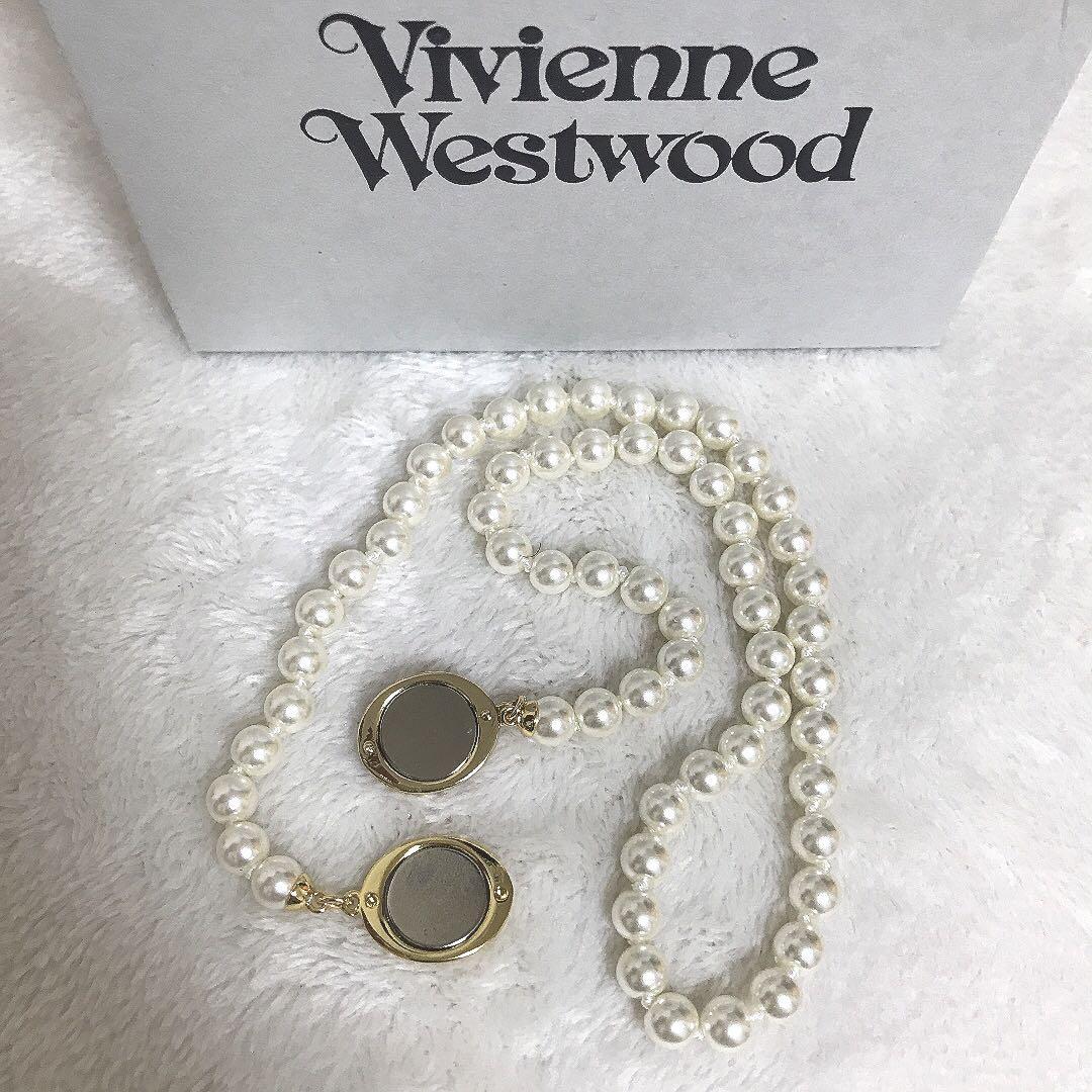 Vivienne Westwood Necklace Enamel Pearl Choker Red x Gold 40cm IN BOX
