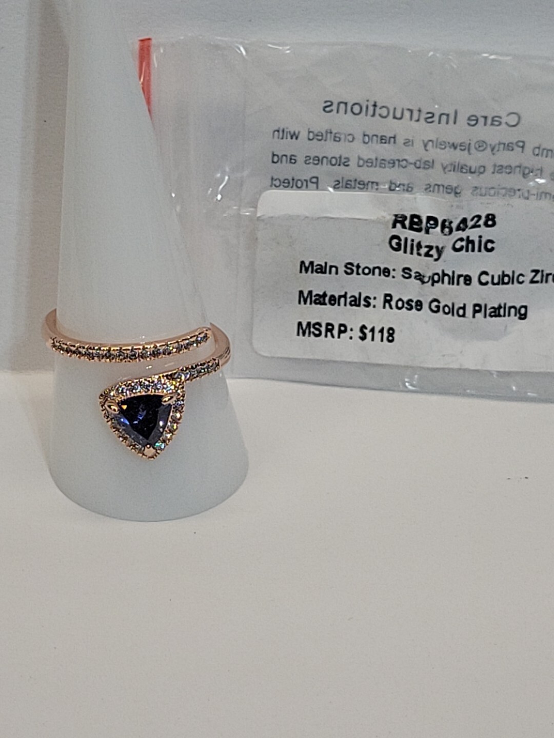 Bomb Party “Glitzy Chic” RBP #6428 SIZE 10 SAPPHIRE CUBIC ZIRCONIA NEW