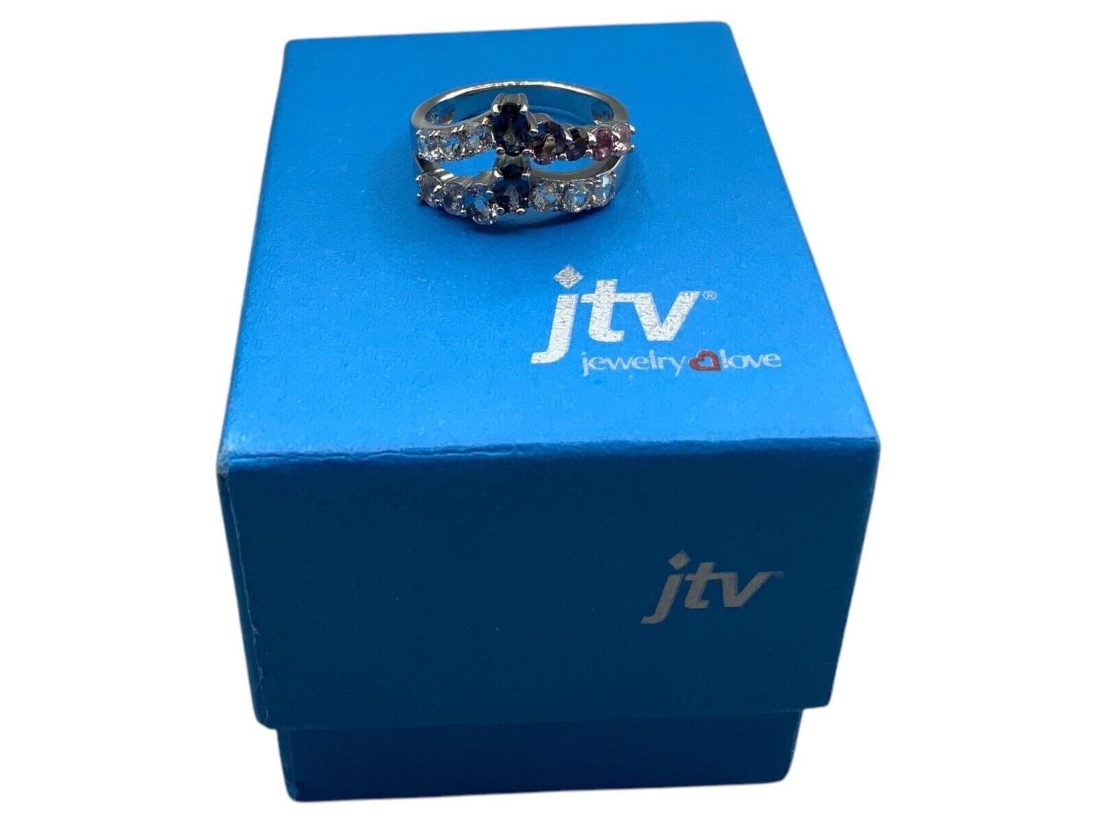Jtv Multicolor Spinel Rhodium Over Sterling Silver Ring 2.12ctw Size 7