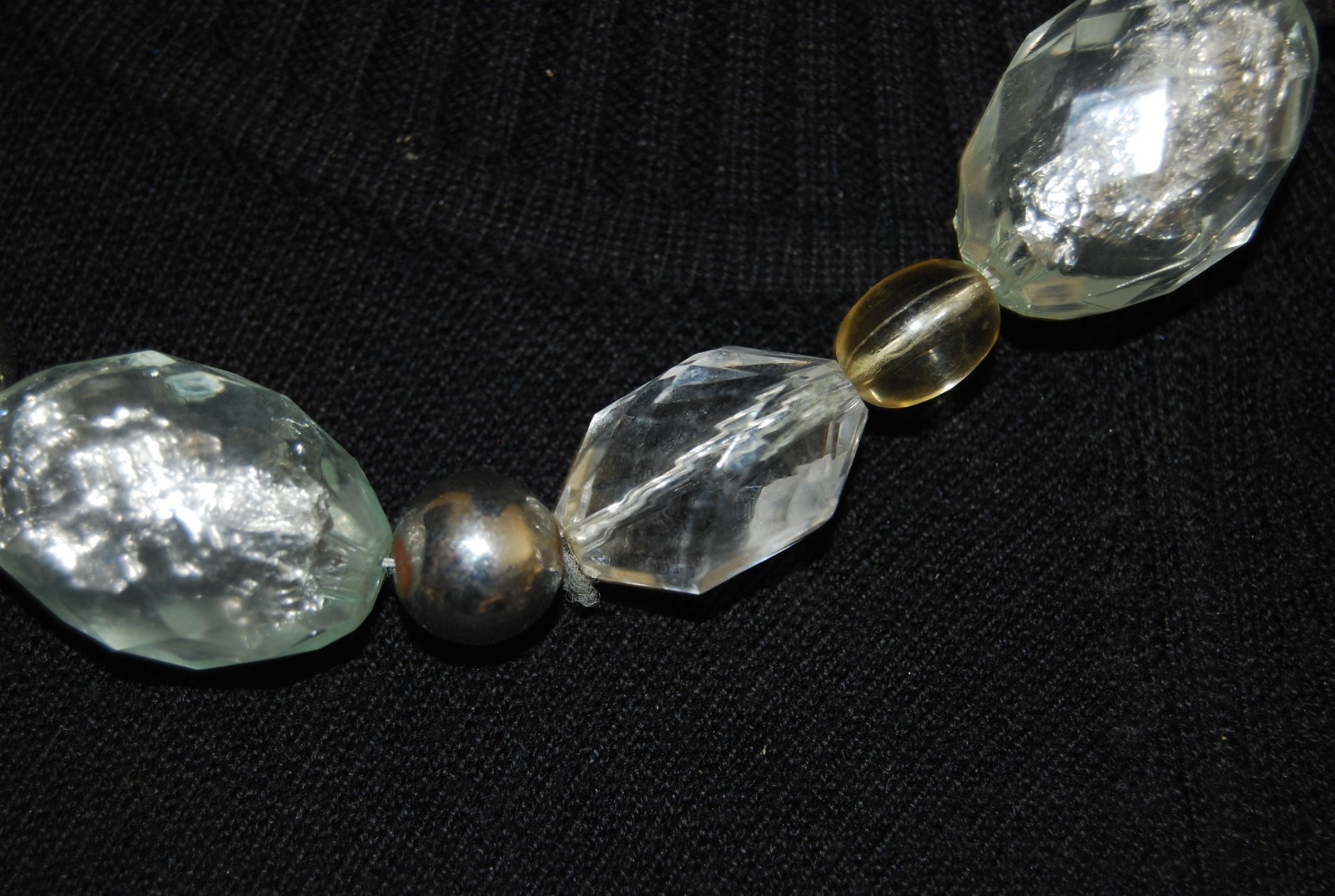 Wonderful NY Bold Couture Acrylic Silver & Clear Bead Statement Strand Necklace