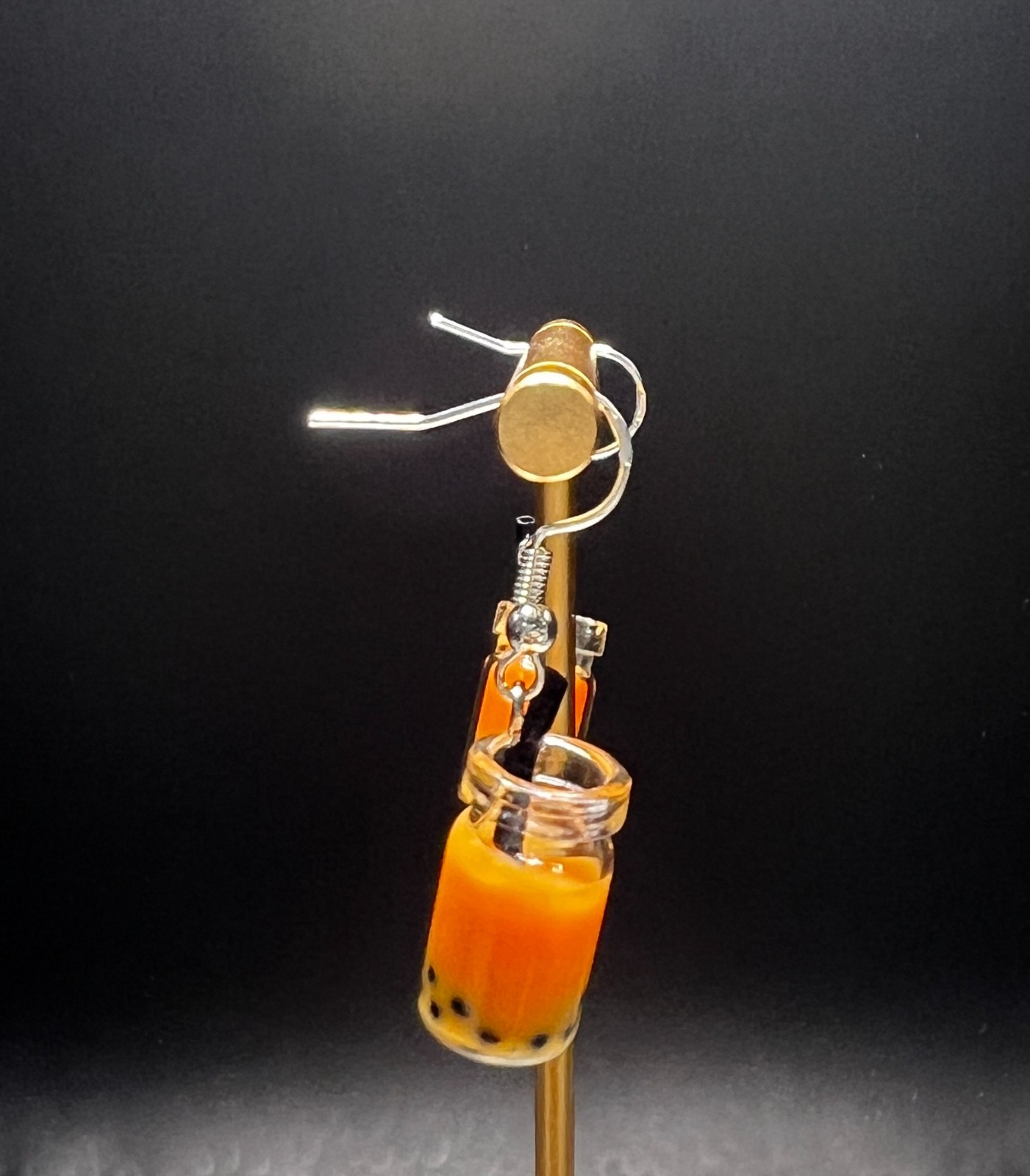 CHAI BOBA TEA Dangle Earrings Chai Orange Brown Tea Boba Tea Earrings Collection