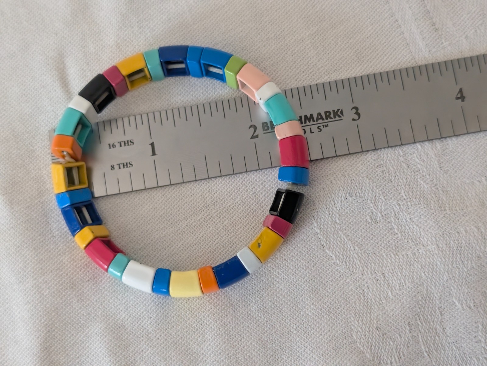 Enamel Tile Bracelet Colorful Ceramic Tila Beads Elastic Cuff Bracelet