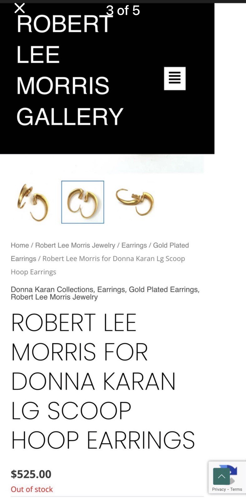 Vintage Robert Lee Morris For Donna Karan Gold-Tone Hoop Clip-On Earrings