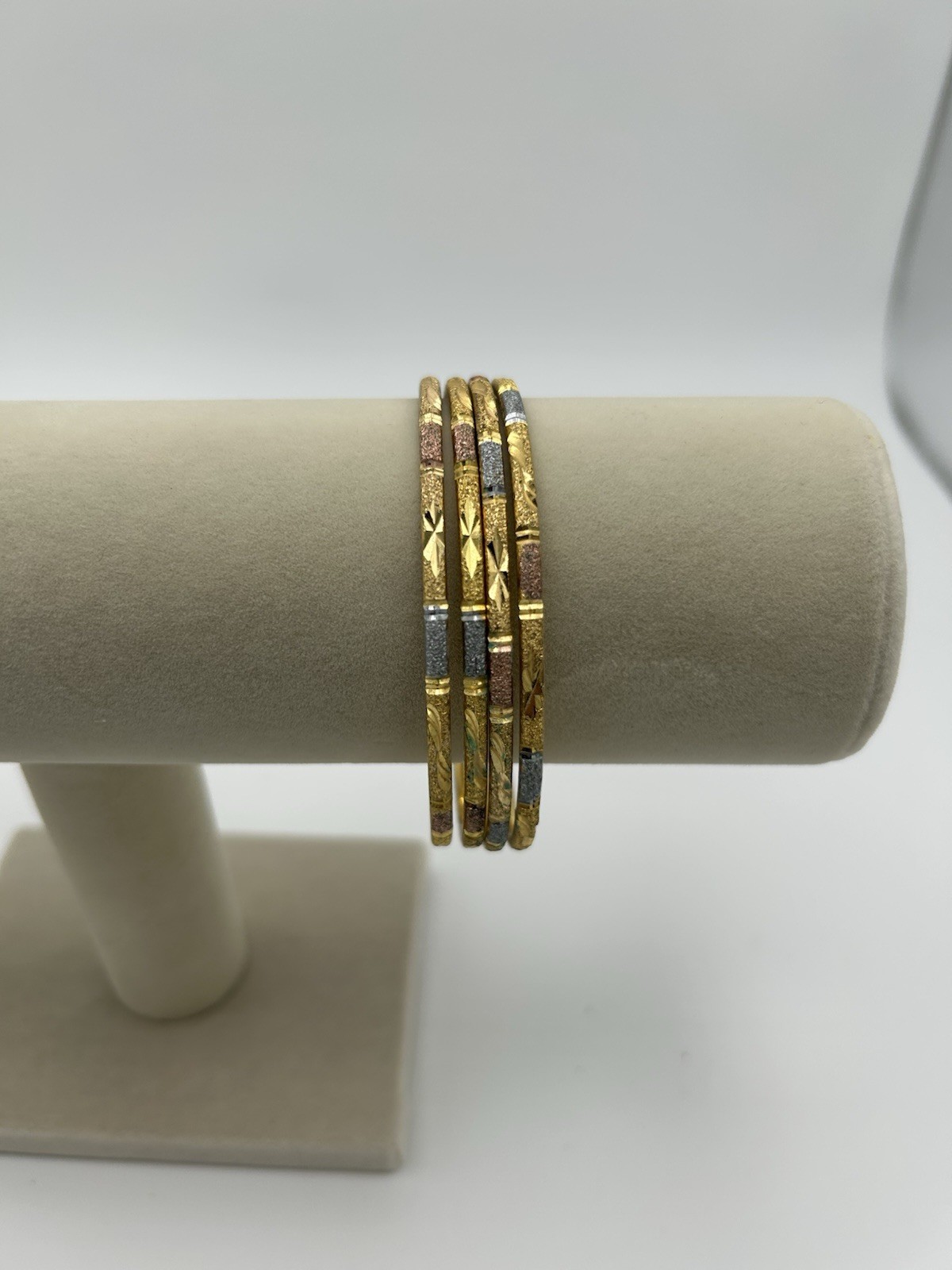 Indian Traditional Bangles Set Gold/Pink/Blue – 2.5” Diameter