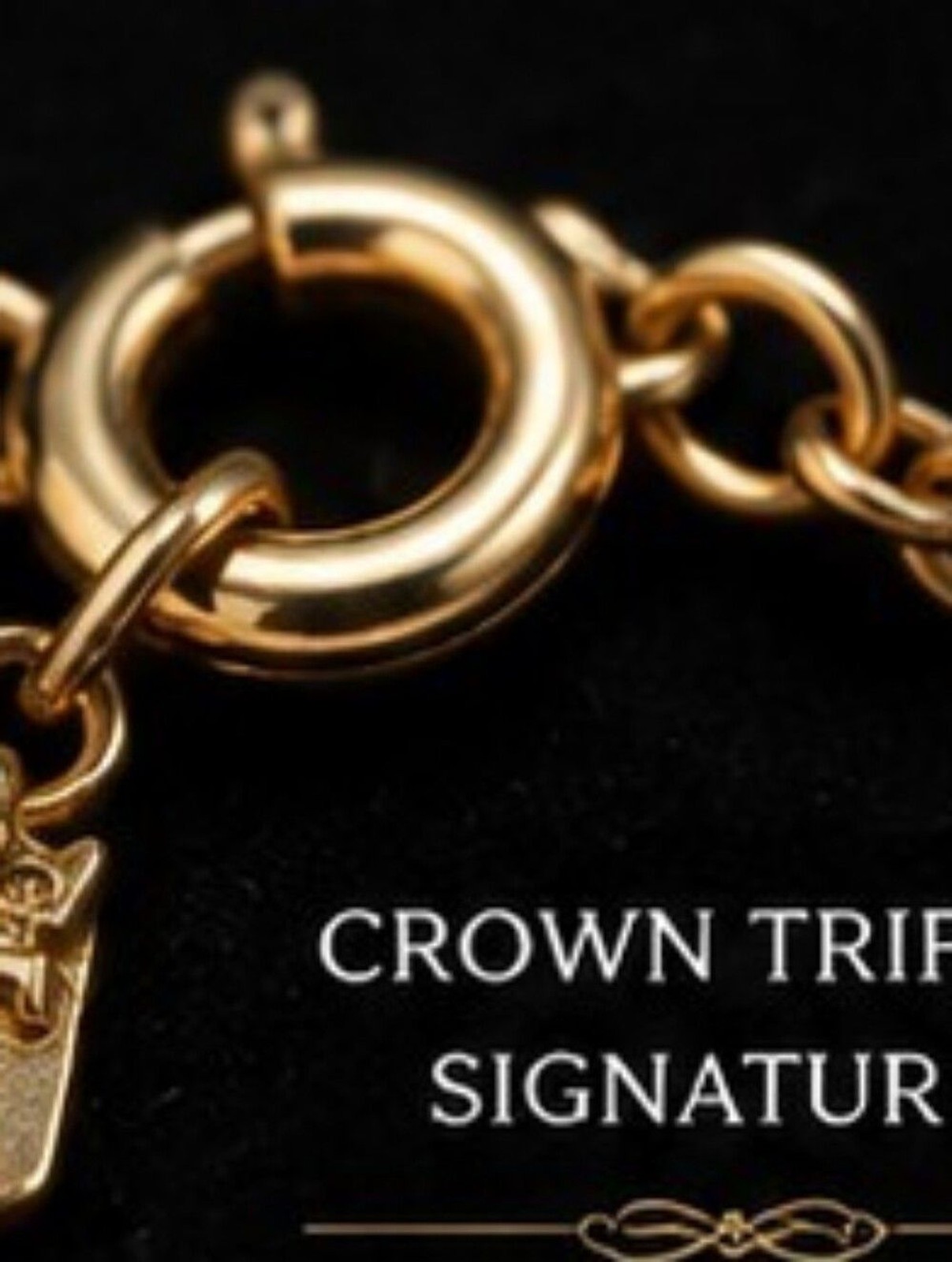 Vintage Crown Trifari Gold Tone Opera Length Necklace Heavy Scroll Link Chain