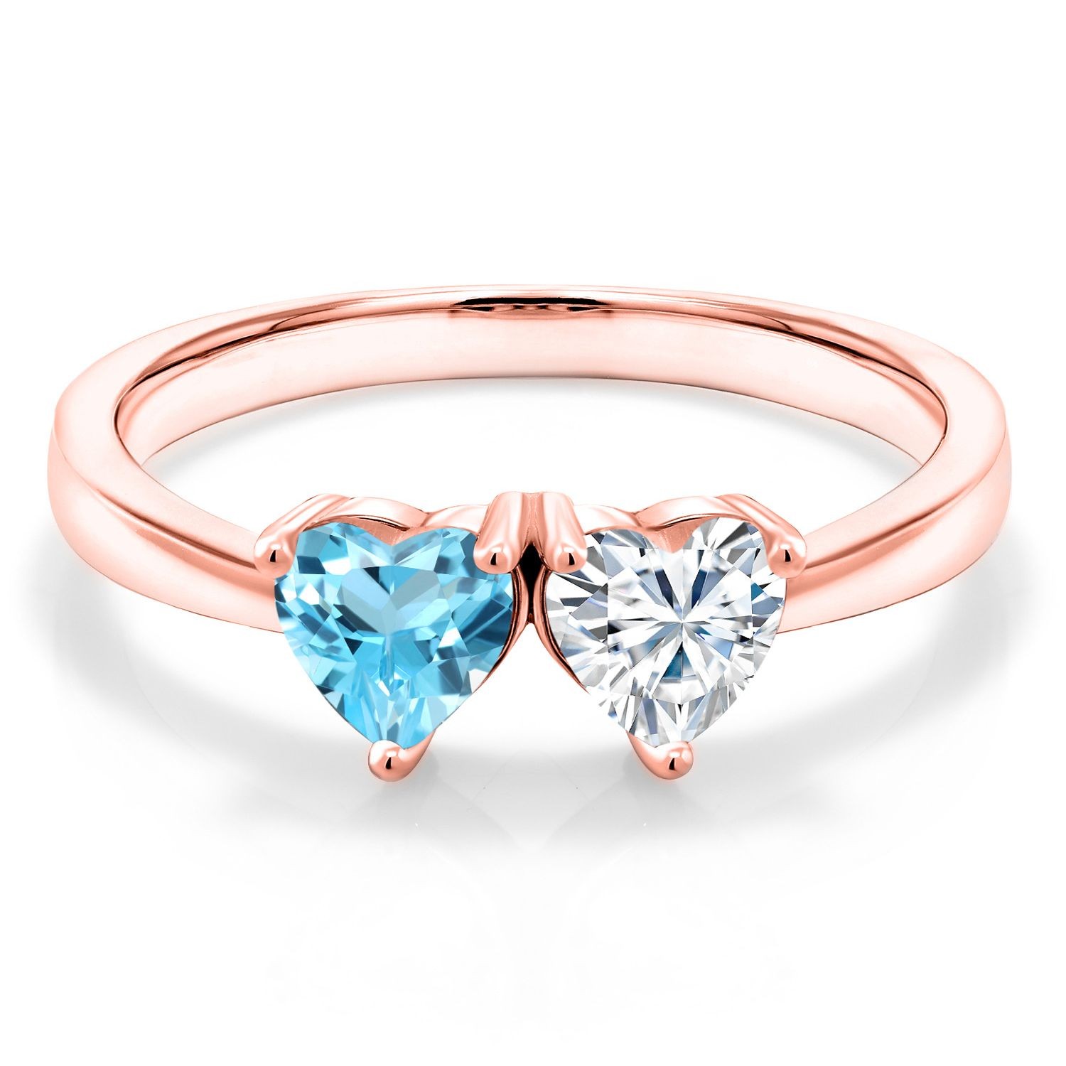 18K Rose Gold Plated Silver Fashion Right-Hand Ring Topaz Moissanite (0.97 Cttw)