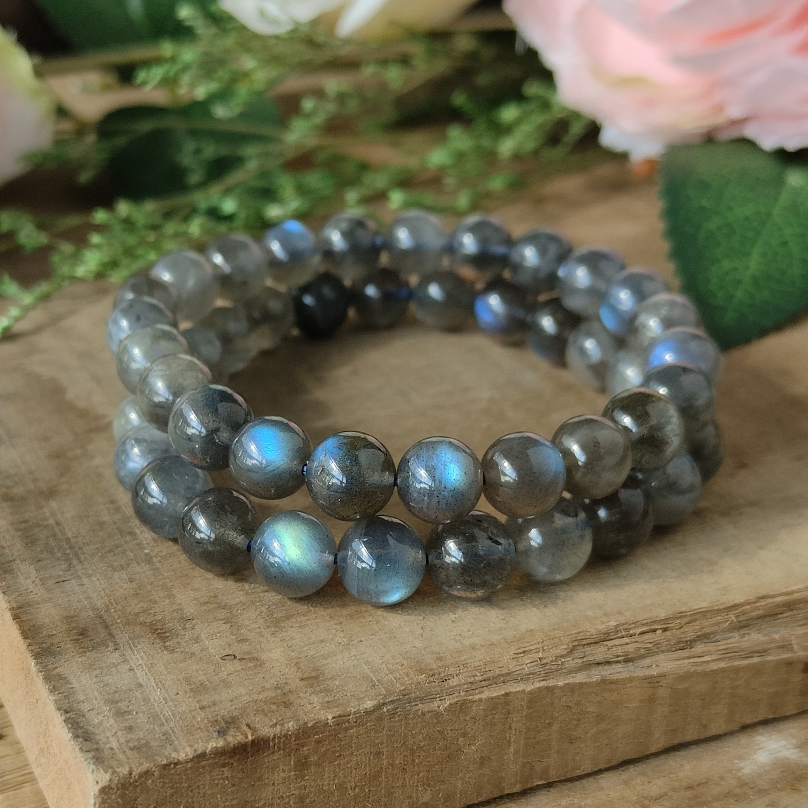 8mm Labradorite Stretch Bracelet Healing Energy Grounding Men Women Crystal Gift