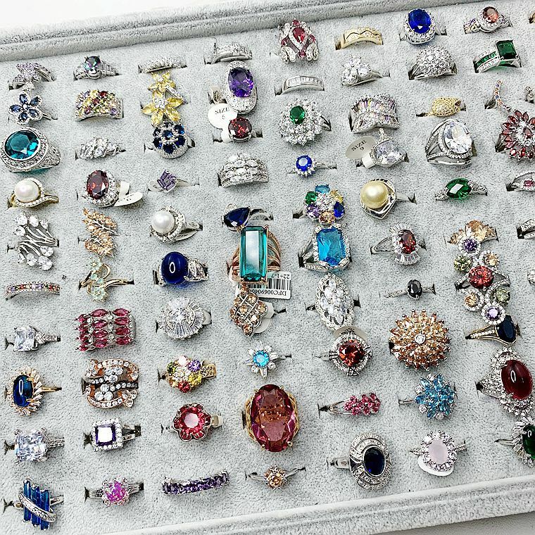 Luxurious Rings Wholesale Mixed Lots 5-100pc Big Gemstones Crystal Jewelry Ring