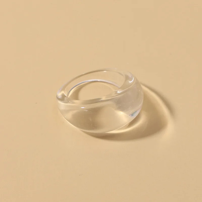 Transparent Acrylic Geometric Ring Round Resin Band Lightweight Jewelry