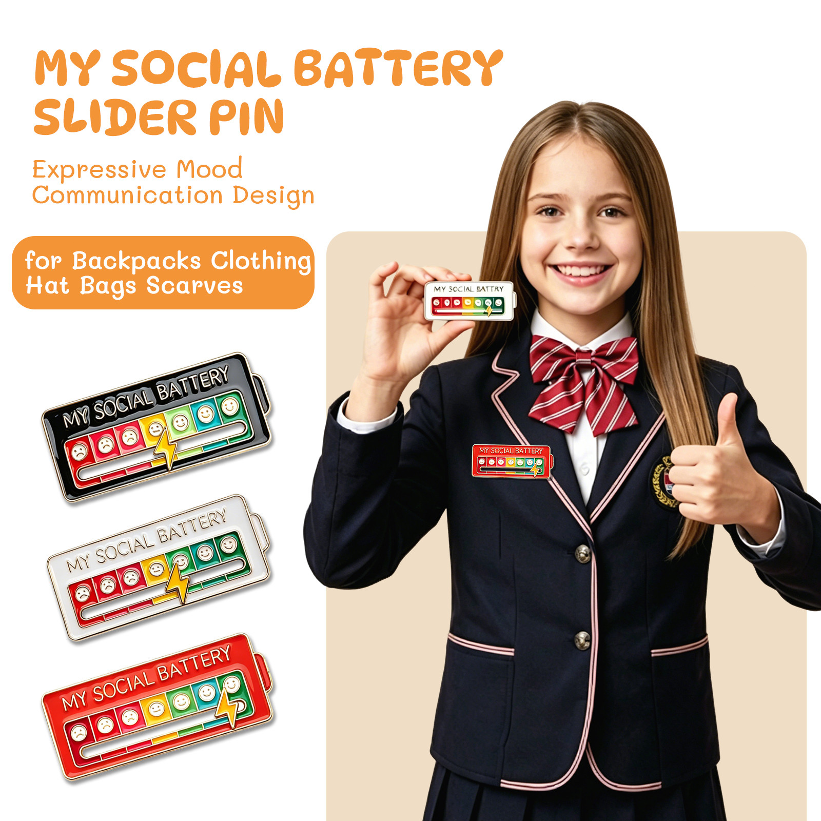 Social Battery Interactive Mood Enamel Pin/My Creative Lapel Pin-Excellent idea