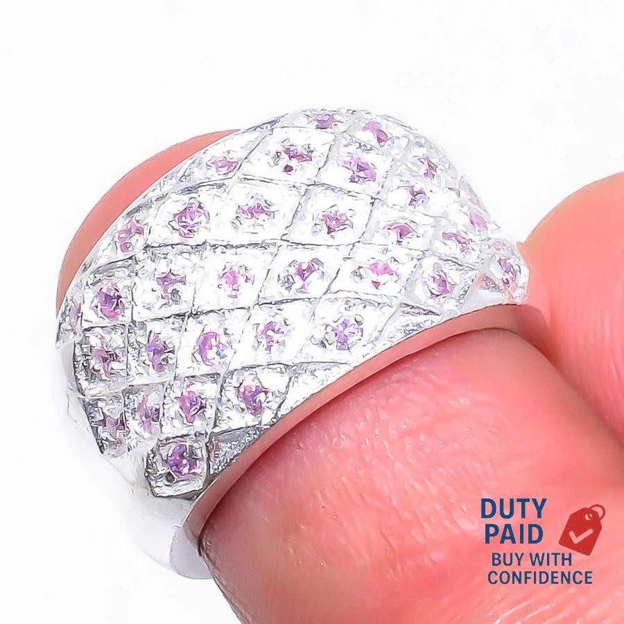 Sterling Silver PINK TOPAZ Channel Set New Band Daughter Ring Jewelry Size 5.5