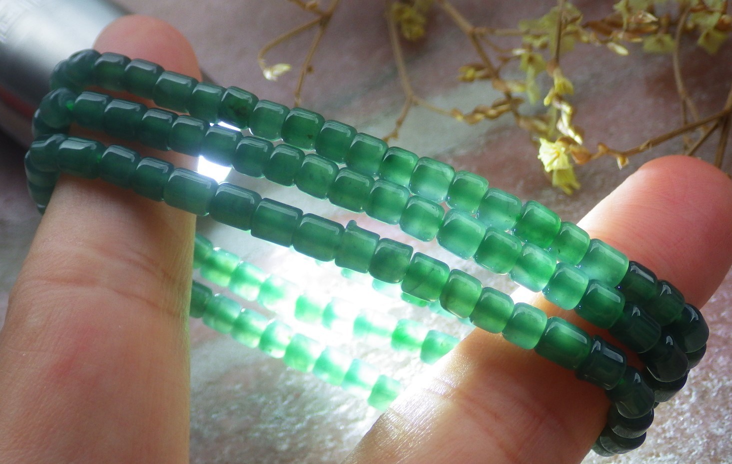 1 Pcs Icy Green 100% A JADE Jadeite Bead Beads Bangle Bracelet 6 inches 734712