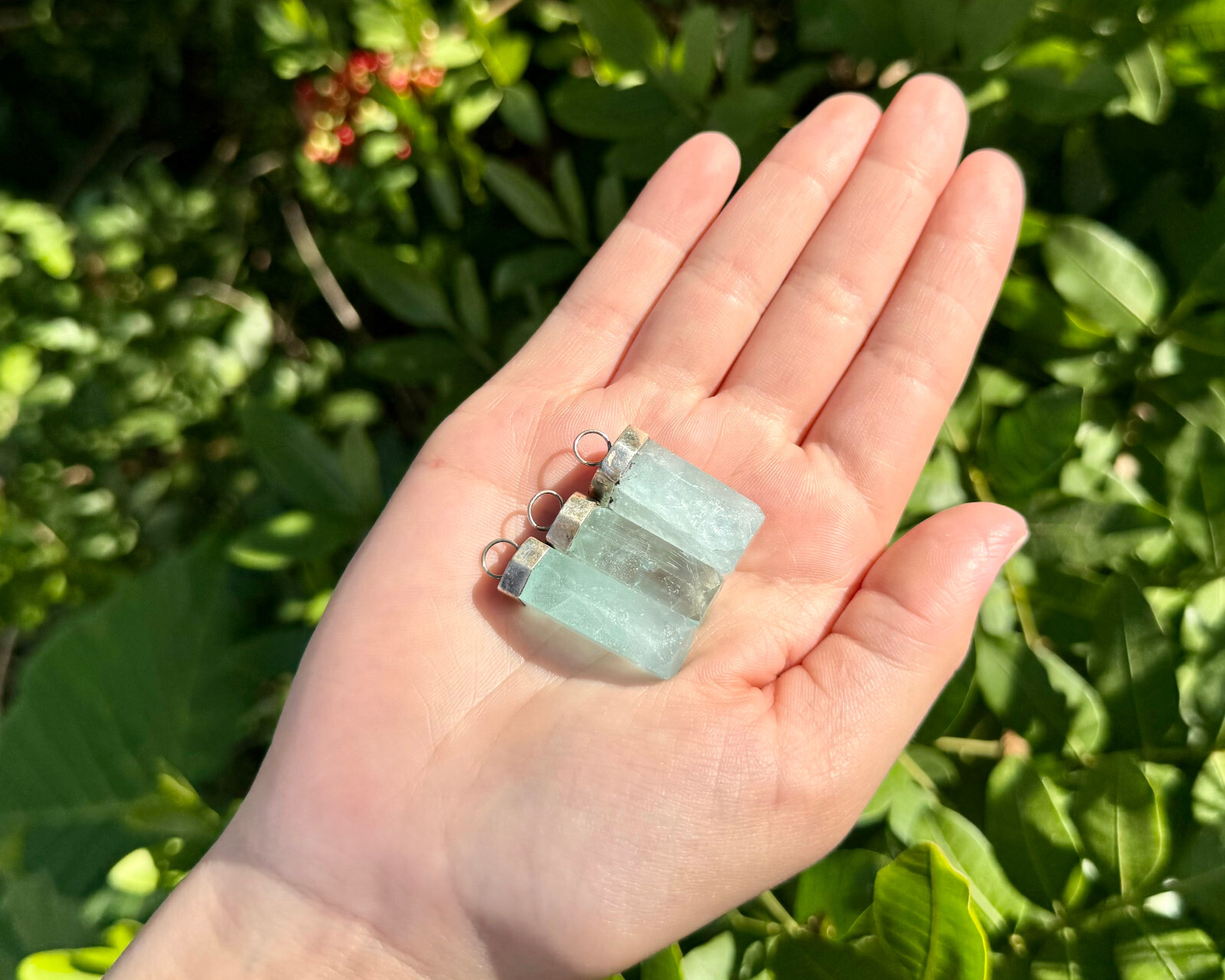Aquamarine Pendant With Sterling Silver Cap (Natural Aquamarine Crystal Pendant)
