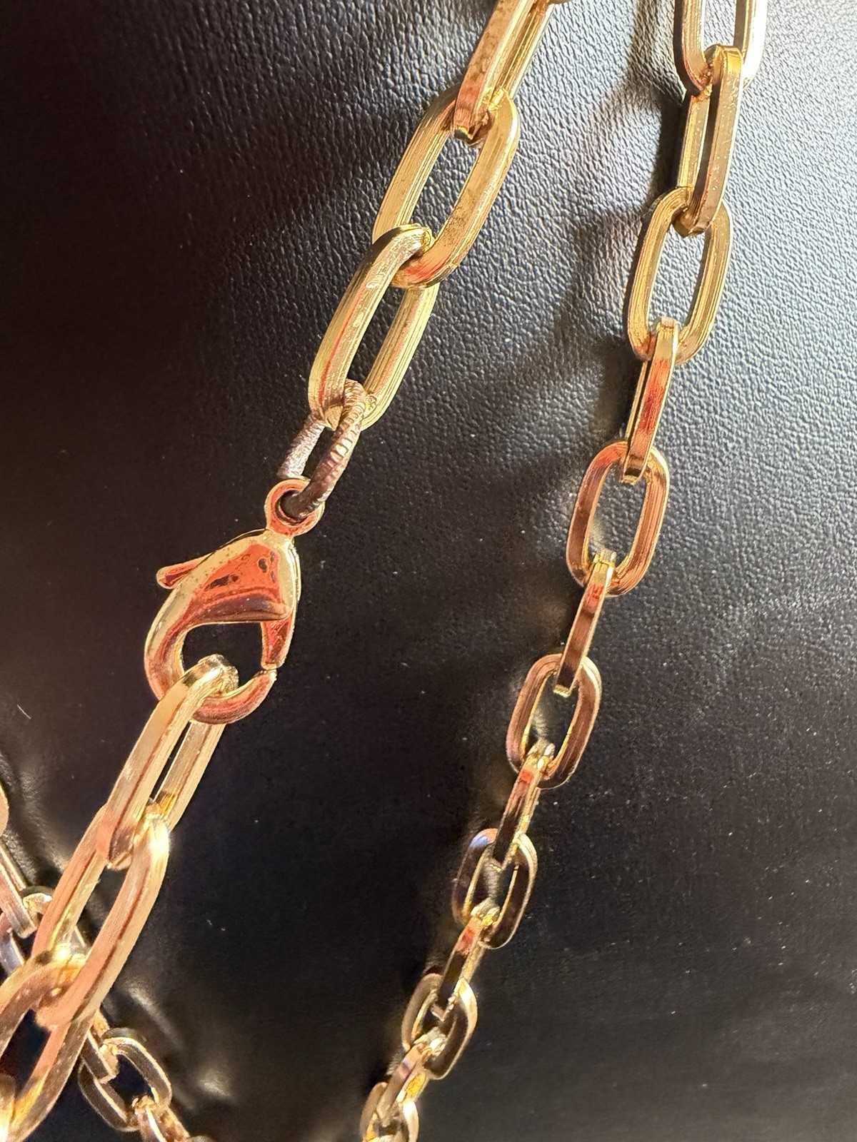 Gold Tone Paperclip Chain Link Necklace Multicolor Dragonfly Acrylic Stones 38″