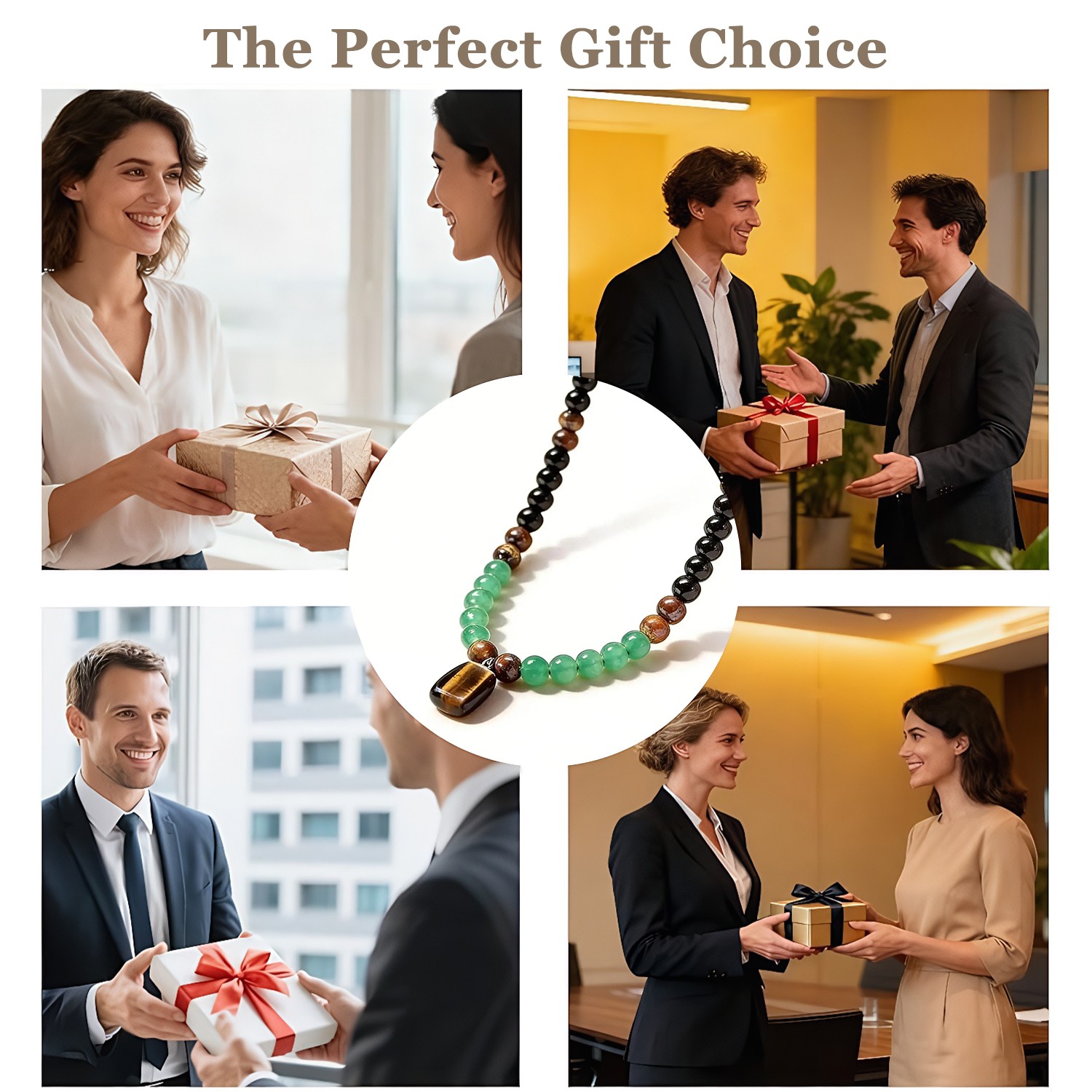 Money Attraction Necklace & Tiger Eye Pendant Healing Crystal Stone Jewelry Gift