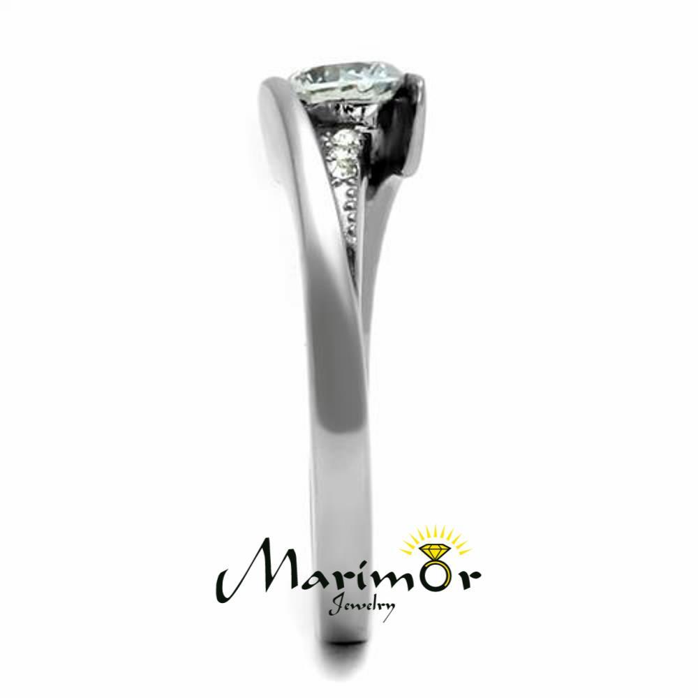 Women’s .87 Ct Round Cut Cubic Zirconia, Stainless Steel Engagement Ring Sz 5-10