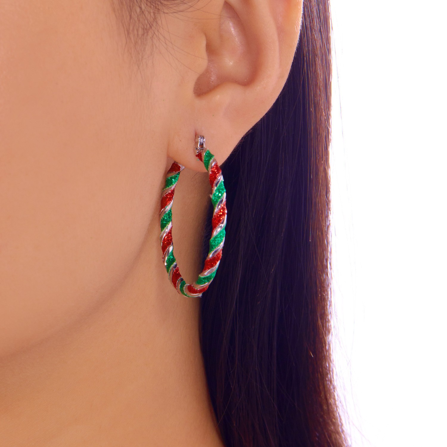 Christmas Twisted Earrings Colorful Oil Drop Circle Stud Earrings Christmas Gift