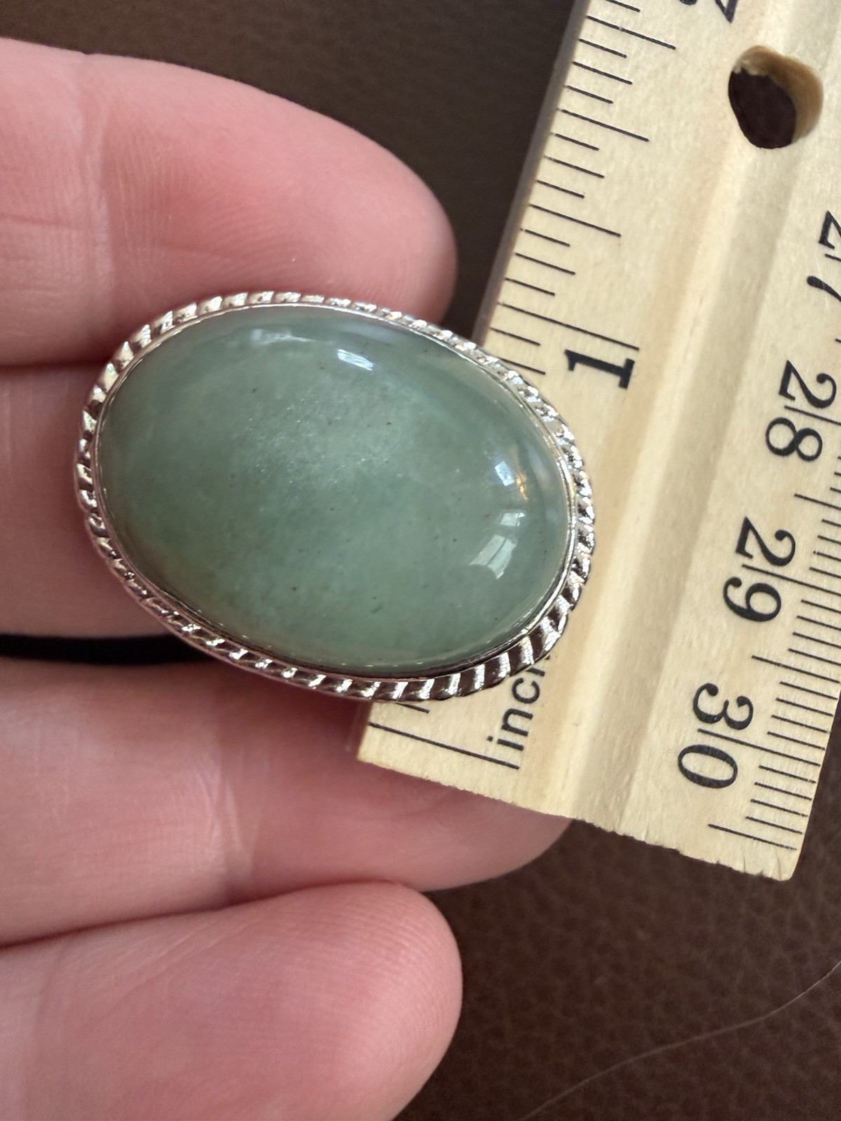 Crystal Cocktail Ring Green Aventurine Semi Precious Gemstone Open Back Bezel