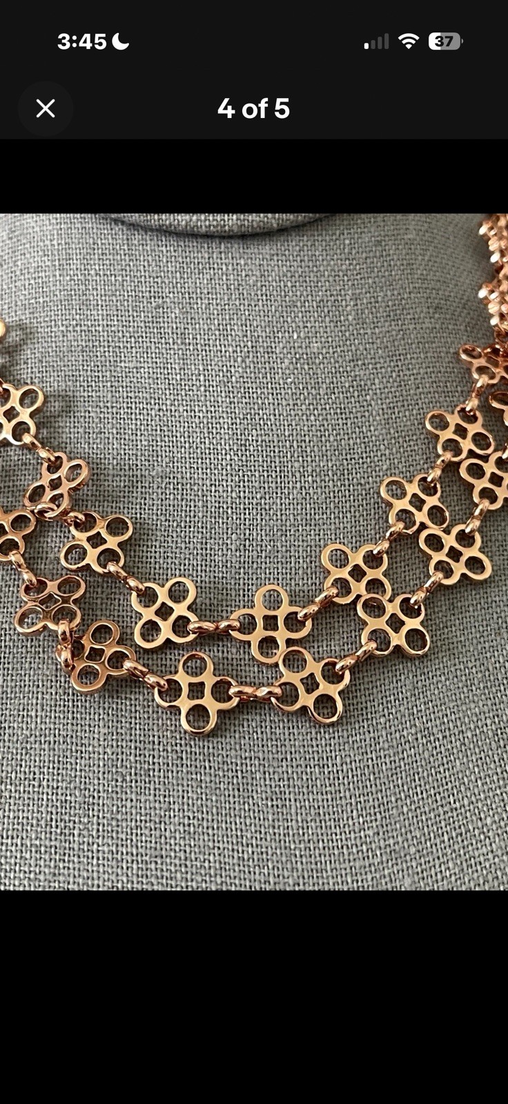 Tory Burch Mini Clover Necklace Gold Length 32” New w Tags + Dust Bag