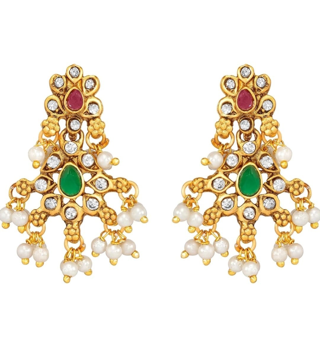 Indian Bollywood Traditional South Indian Necklace Set With Matching Earrings