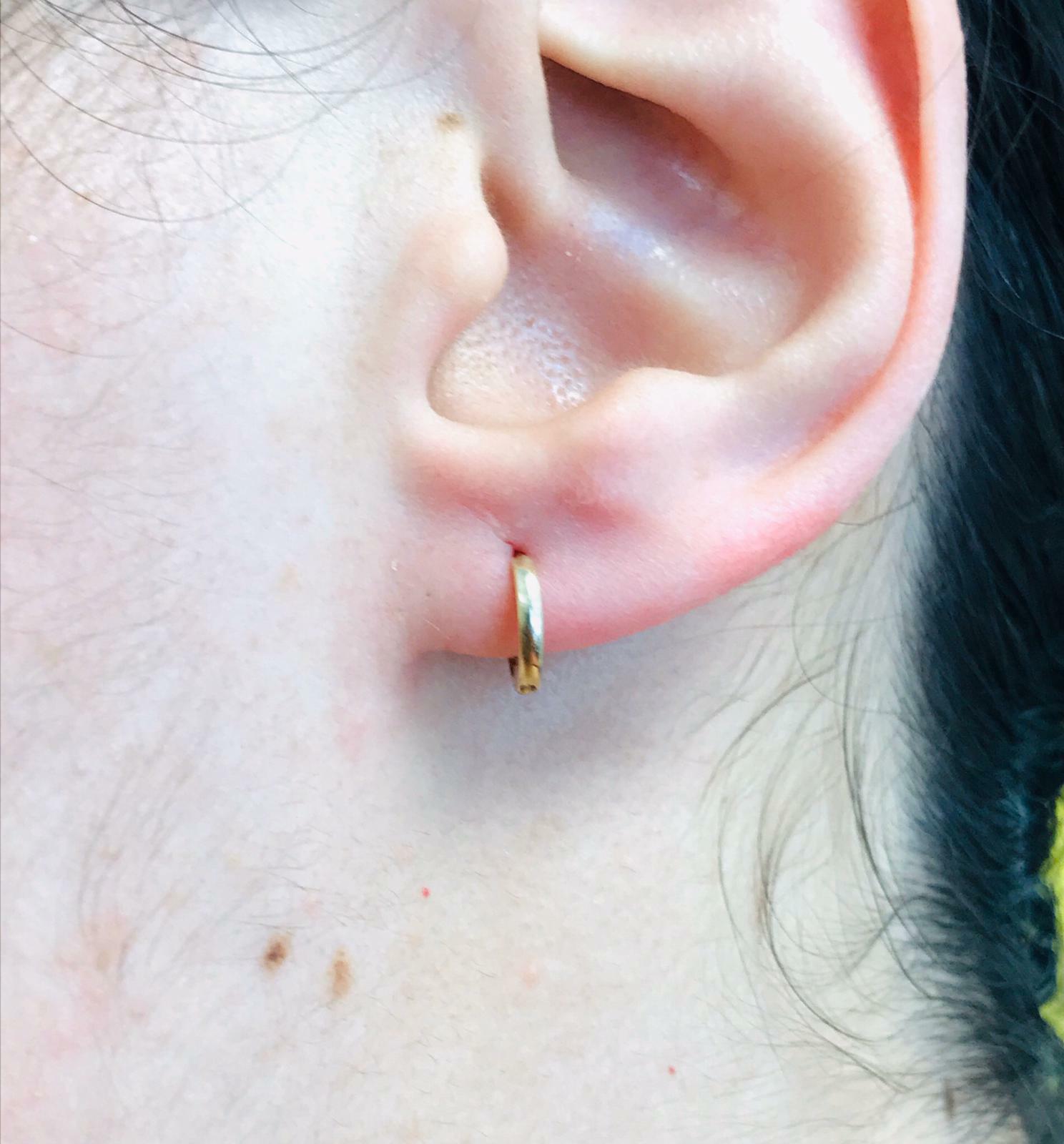 14K Real Gold Dainty Huggies Earrings Women/Men 8.5×9.1mm, Huggies Hoop Earrings