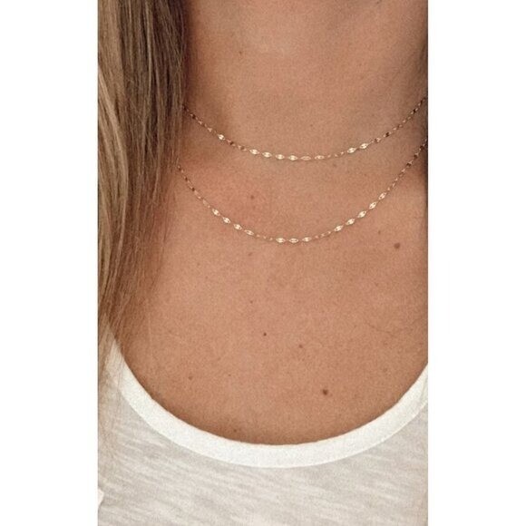 WATERPROOF Gold Chain Necklace Layering Necklace Dainty Gold Sparkle Chain