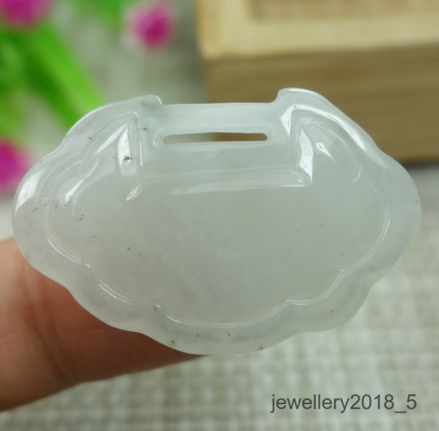 Certified Icy white 100% Natural A jadeite jade Pendant~Sui Sui Ping An 长命锁