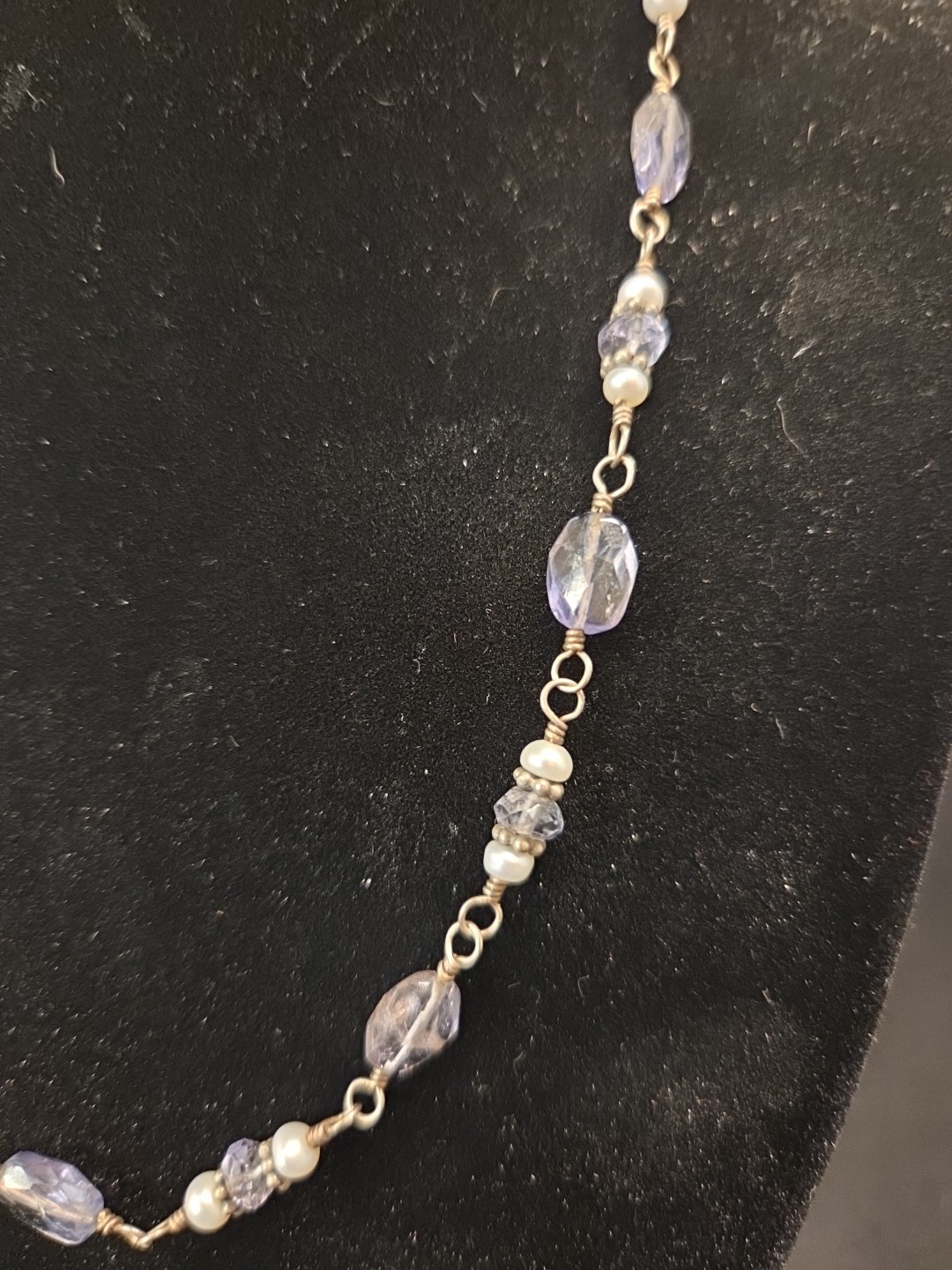Purple & Silvertone Set Of 2 Necklaces 1, 16″ Other 20″ & Purple Stone Earrings