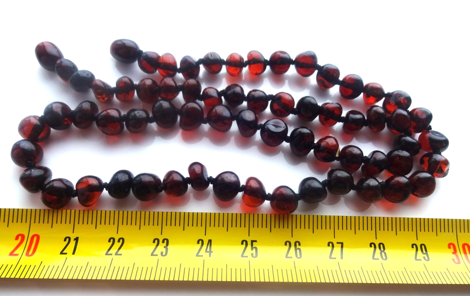 Natural BALTIC AMBER Necklace Round Dark Cherry Beads 22”