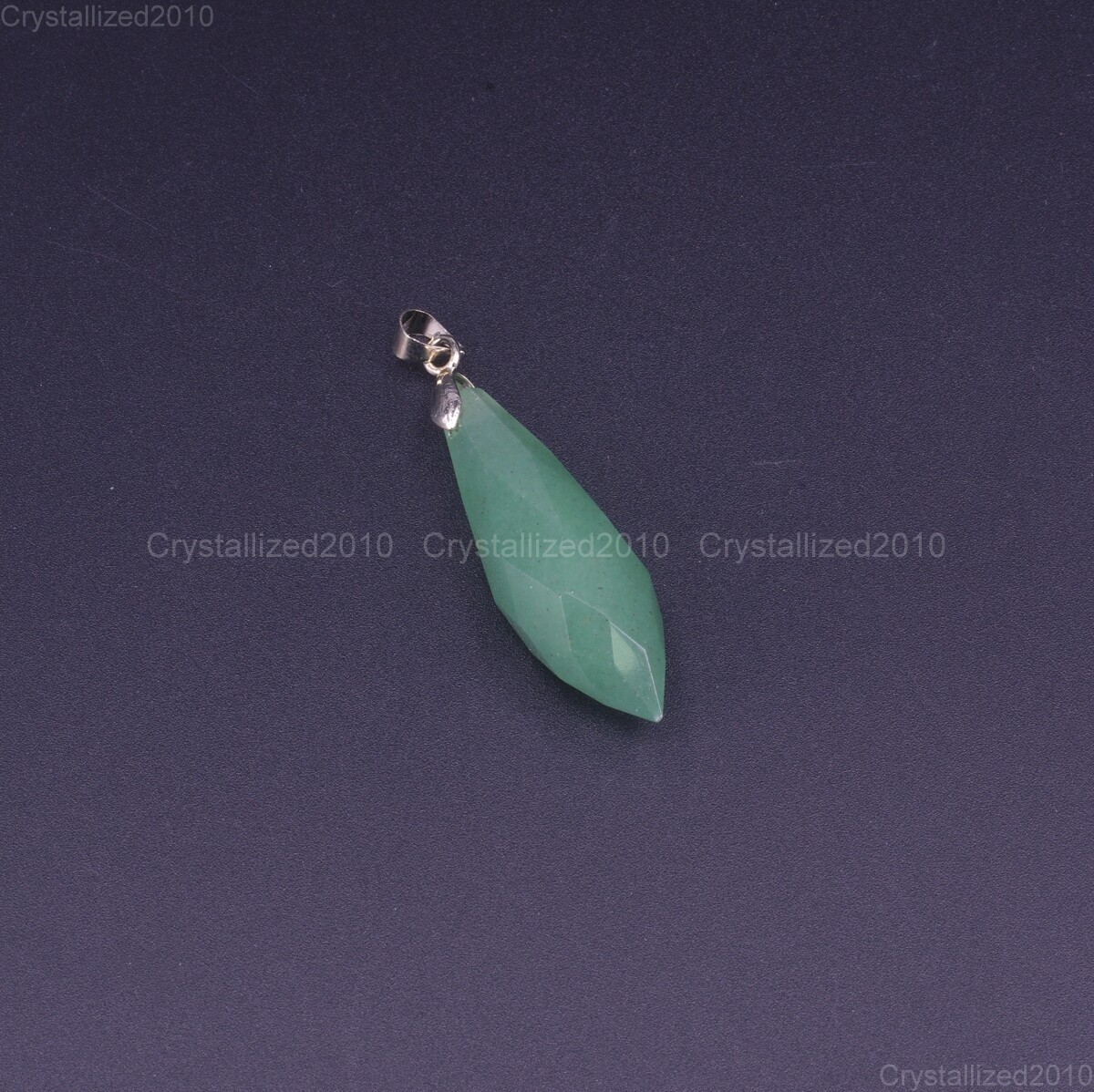 Natural Gemstone Faceted Drop Reiki Chakra Healing Pendant Beads Silver 11x35mm