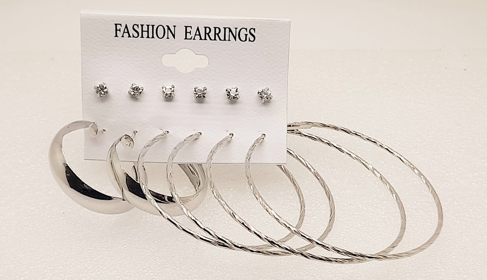 set of 12 Pairs/2 card multi style gold/silver color stone/hoop fashion earrings