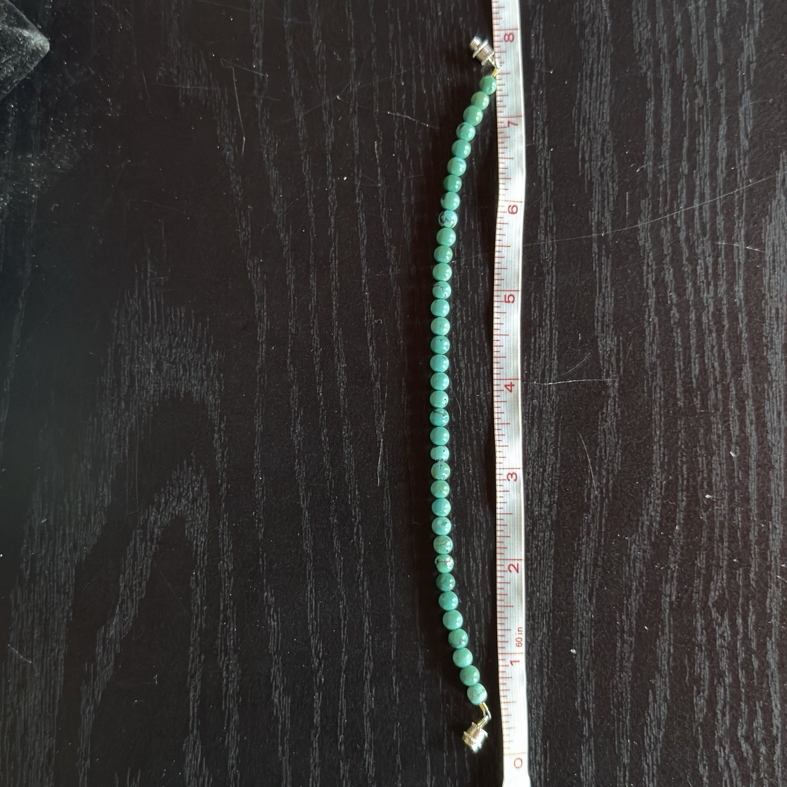Turquoise Natural Gemstone Bead Bracelet | Smooth Round 4.5mm, 8″