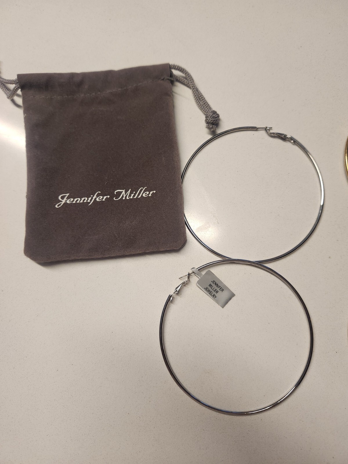 Jennifer Miller Extra Large 3.5″ Hoop Earrings Yellow & White Gold Plated NEW