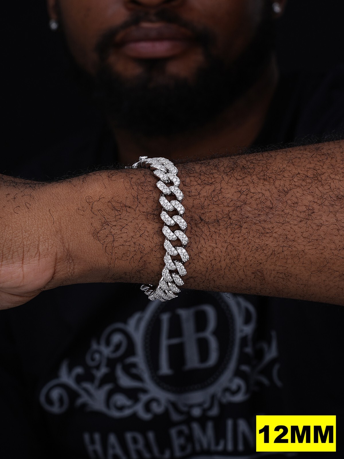Real Miami Cuban Link Bracelet Iced MOISSANITE Out Solid 925 Sterling Silver ICY