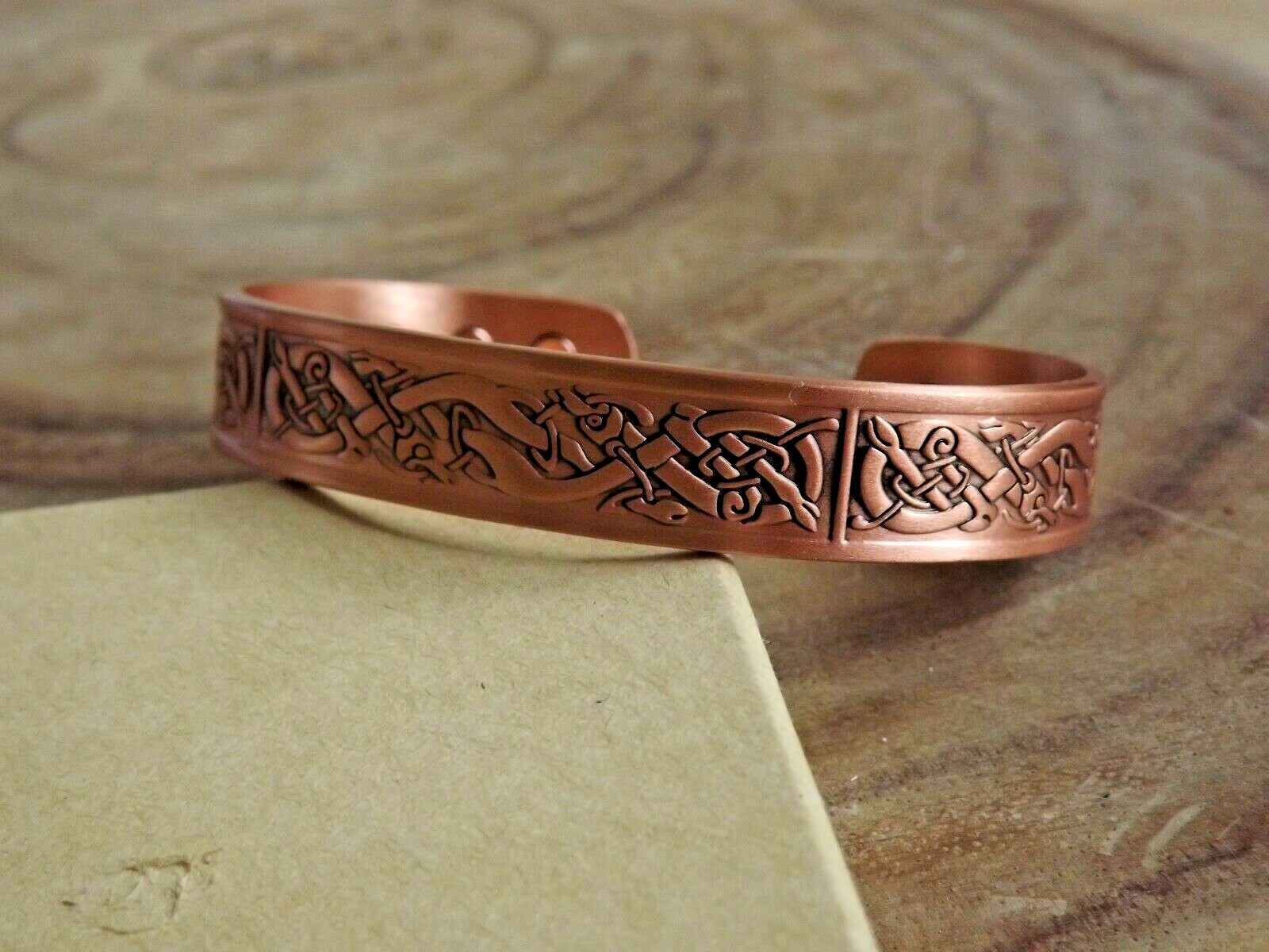 Solid Copper Magnetic Bracelet Celtic Viking God 12 mm Magnetic Cuff Bangle