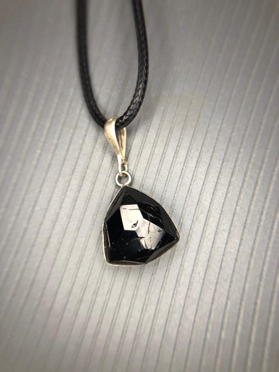 Natural Black Tourmaline Rose Cut Pendant Handmade Gemstone from Afghanistan