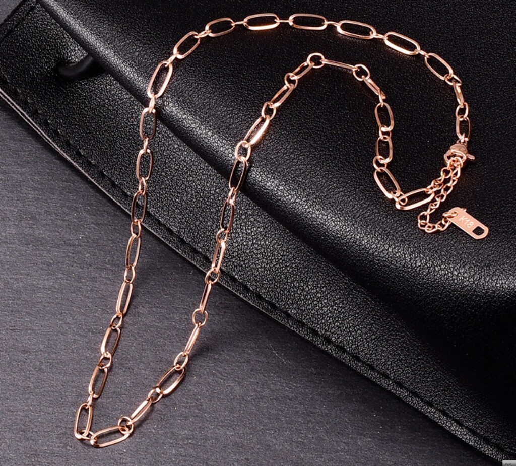 Gold Plated Titanium Stainless Steel Link & Connect Chain Choker necklace 17-19″
