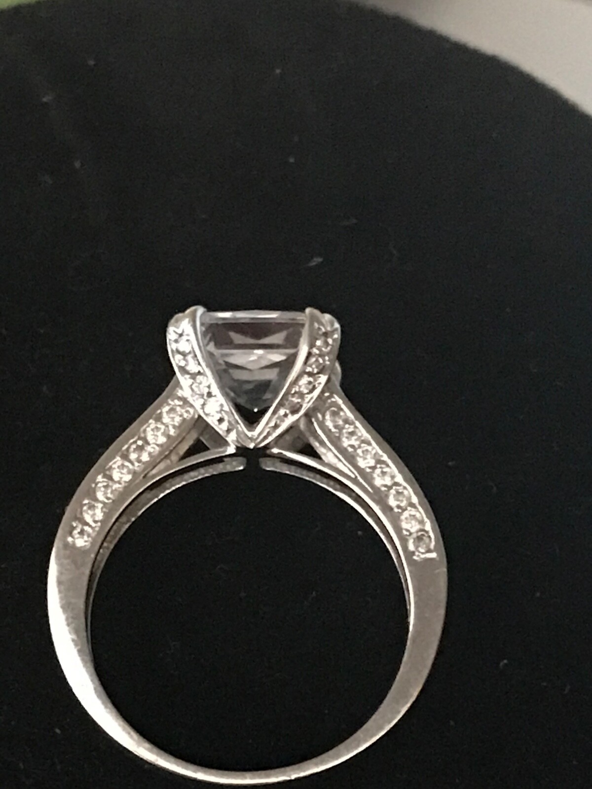 Diamonique CZ Asscher Cut DESIGNER SW 14K WHITE GOLD 3CT RING – Size 6