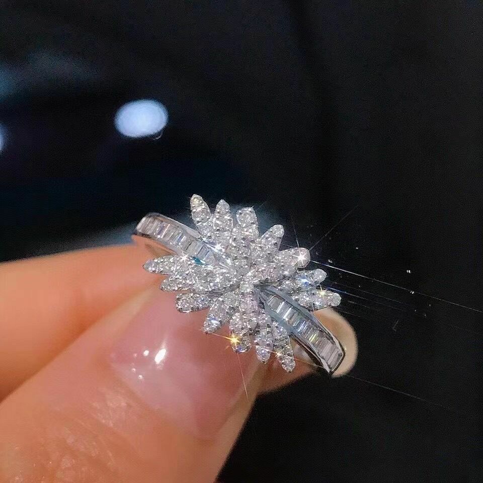 Cluster Ring in 925 sterling silver CZ cluster ring wedding band Engagement