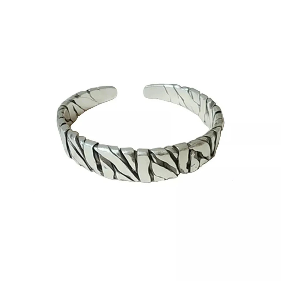 Retro C-Shaped Braided Alloy Men Bracelet Silver Cuff Fashion Jewelry Gift
