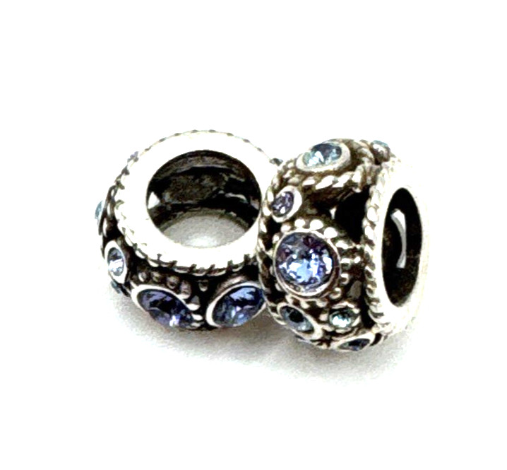 Brighton Halo Purple Blue Aqua Crystals Silver Spacer Bead-Lot of 2