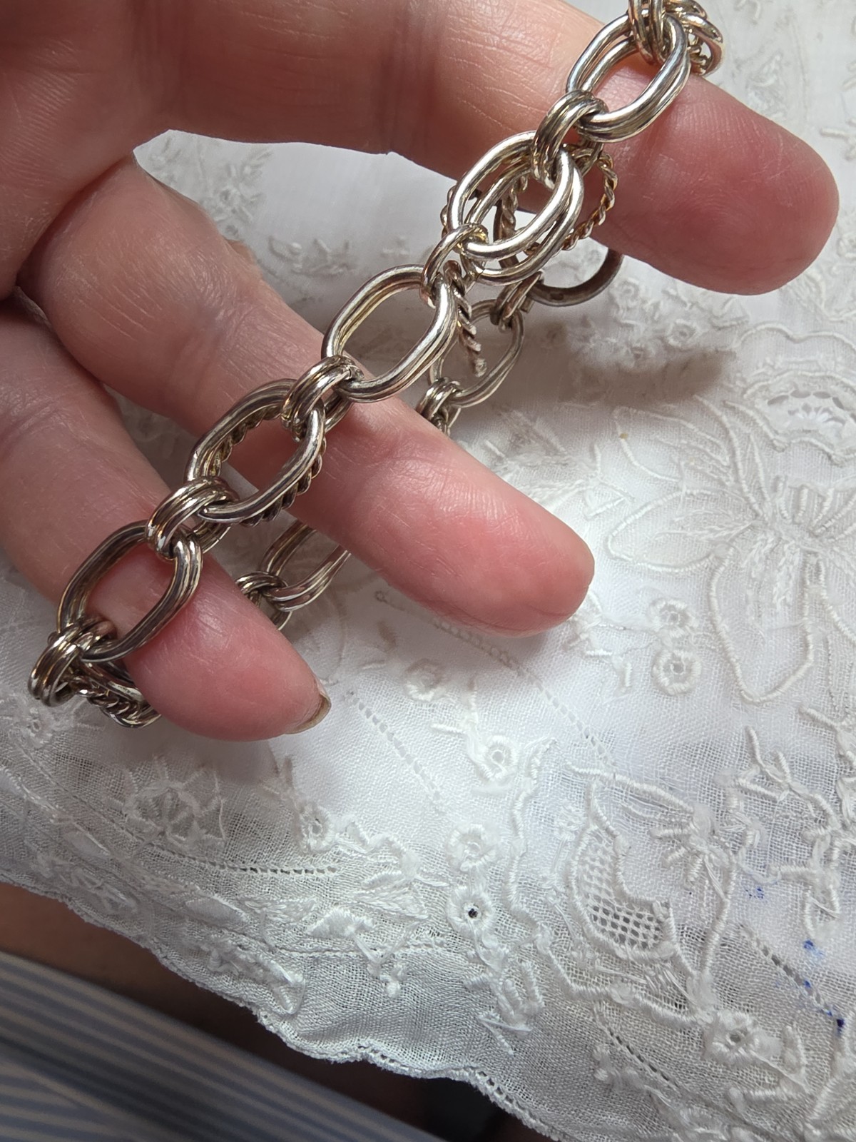 Silver Tone Bracelet Whit Rings