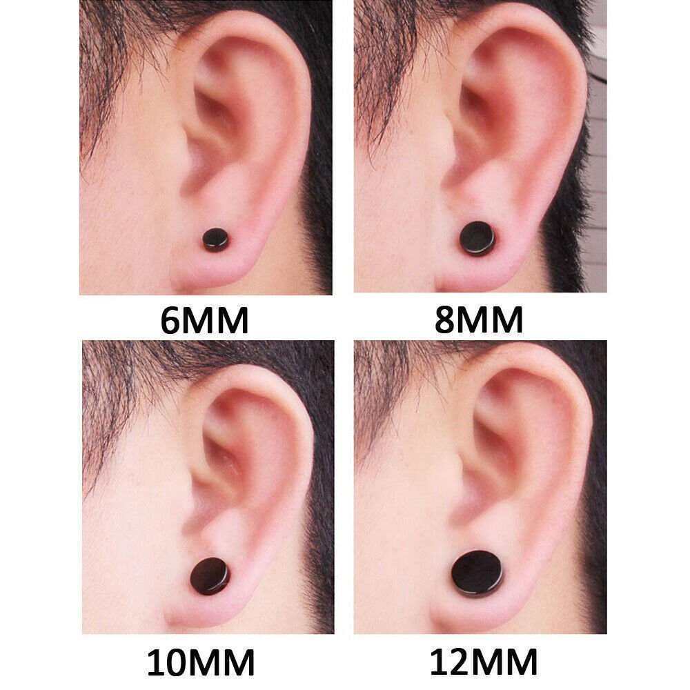 Gothic Hoop Earrings Titanium Steel Magnetic Stud Ear Plugs Womens Mens Jewelry
