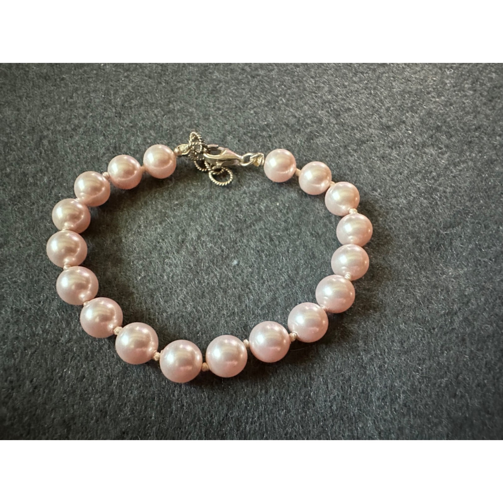 Swarovski Elements Pink Pearl Beaded Bracelet Swarovski 925 Lobster Claw Clasp